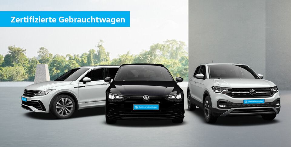 drei VW-Modelle ausgestellt als zertifizierte Gebrauchtwagen